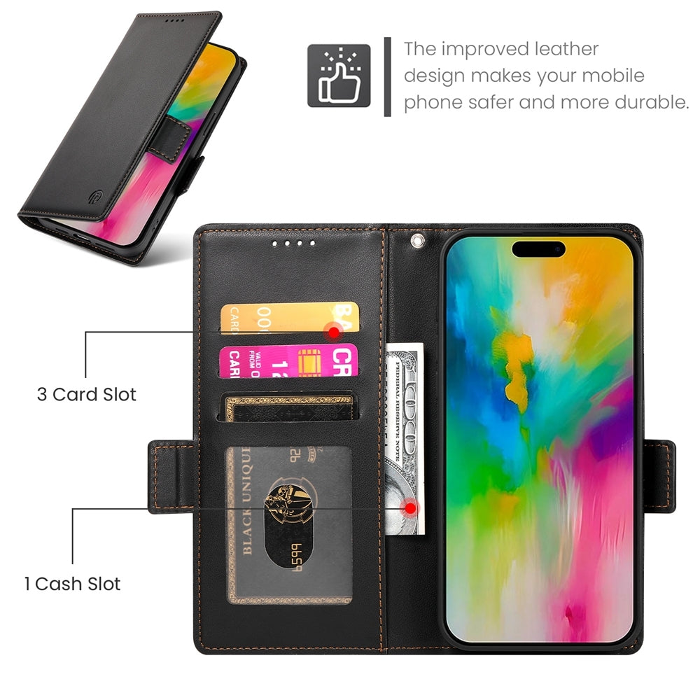 iPhone 16 Pro Max Wallet Case - Luxury Magnetic PU Leather Flip Cover with Card Slots, Stand & Shockproof Protection