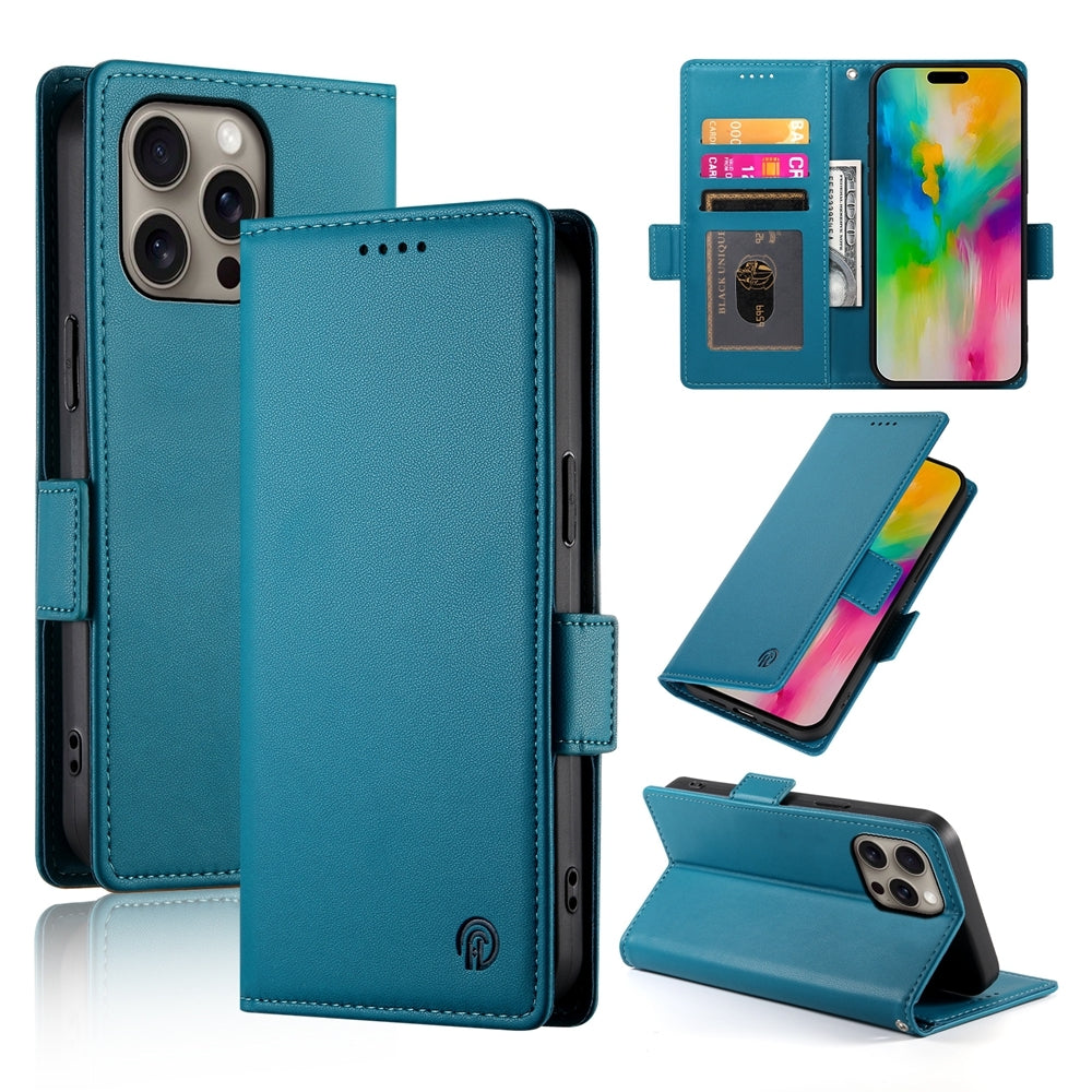 iPhone 16 Pro Max Wallet Case - Luxury Magnetic PU Leather Flip Cover with Card Slots, Stand & Shockproof Protection