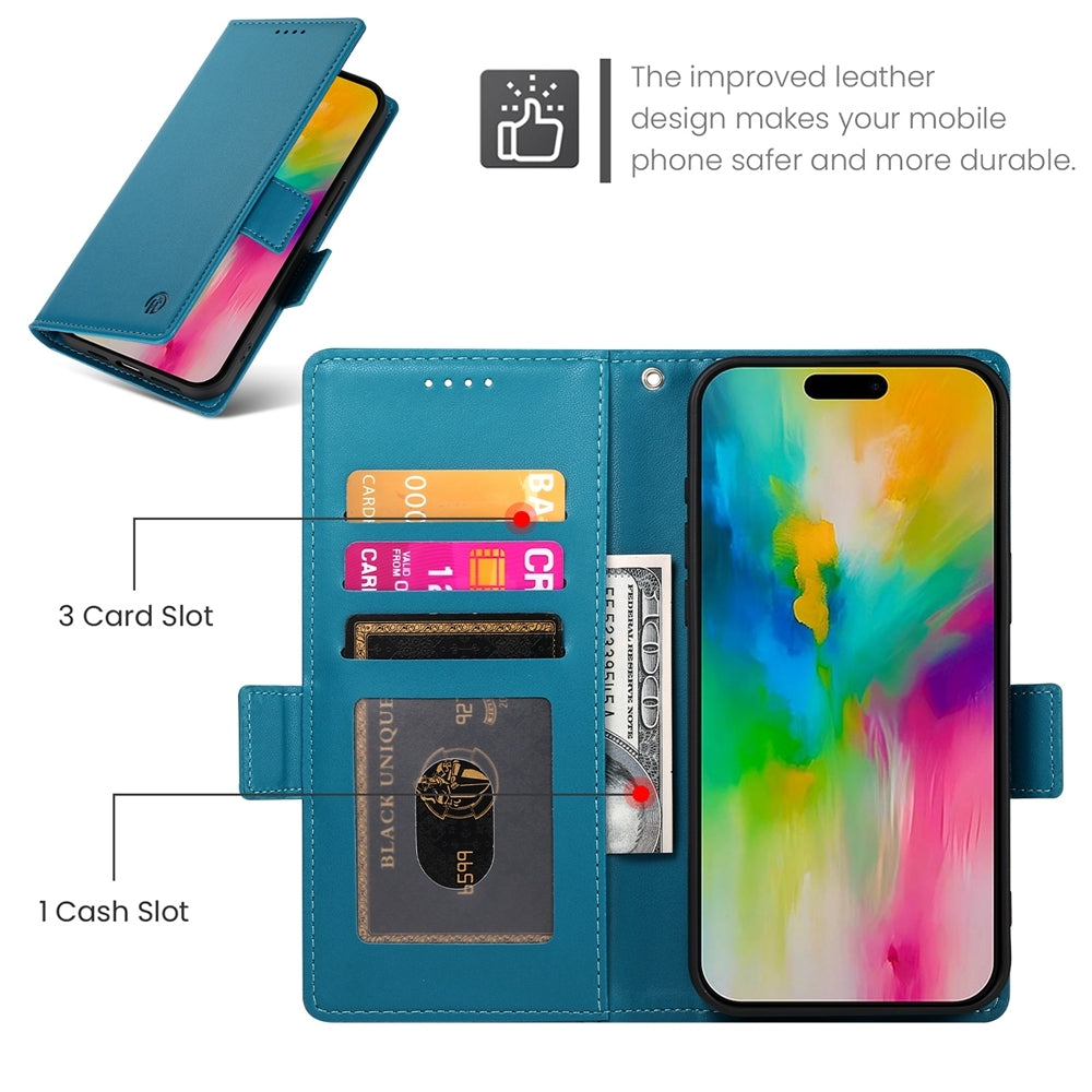 iPhone 16 Pro Max Wallet Case - Luxury Magnetic PU Leather Flip Cover with Card Slots, Stand & Shockproof Protection
