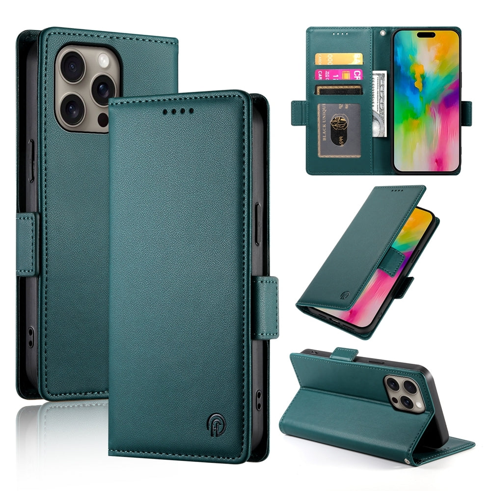 iPhone 16 Pro Max Wallet Case - Luxury Magnetic PU Leather Flip Cover with Card Slots, Stand & Shockproof Protection