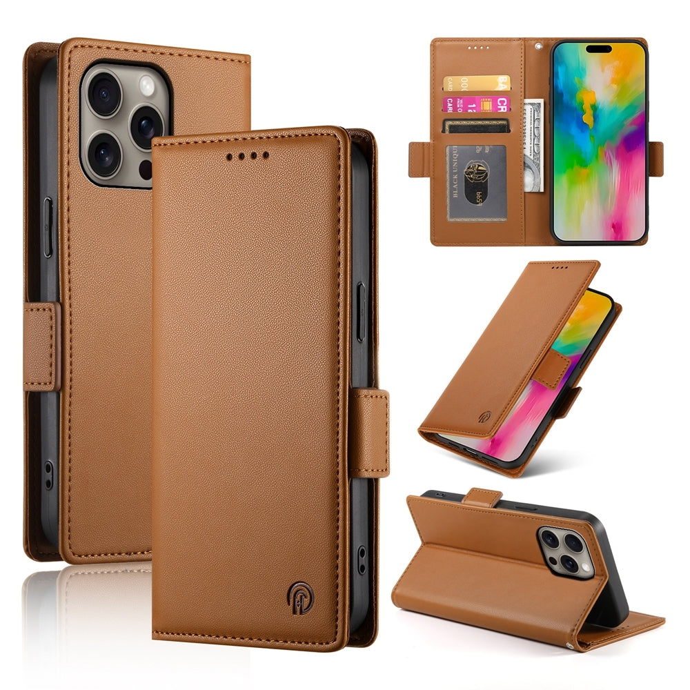 iPhone 16 Pro Max Wallet Case - Luxury Magnetic PU Leather Flip Cover with Card Slots, Stand & Shockproof Protection