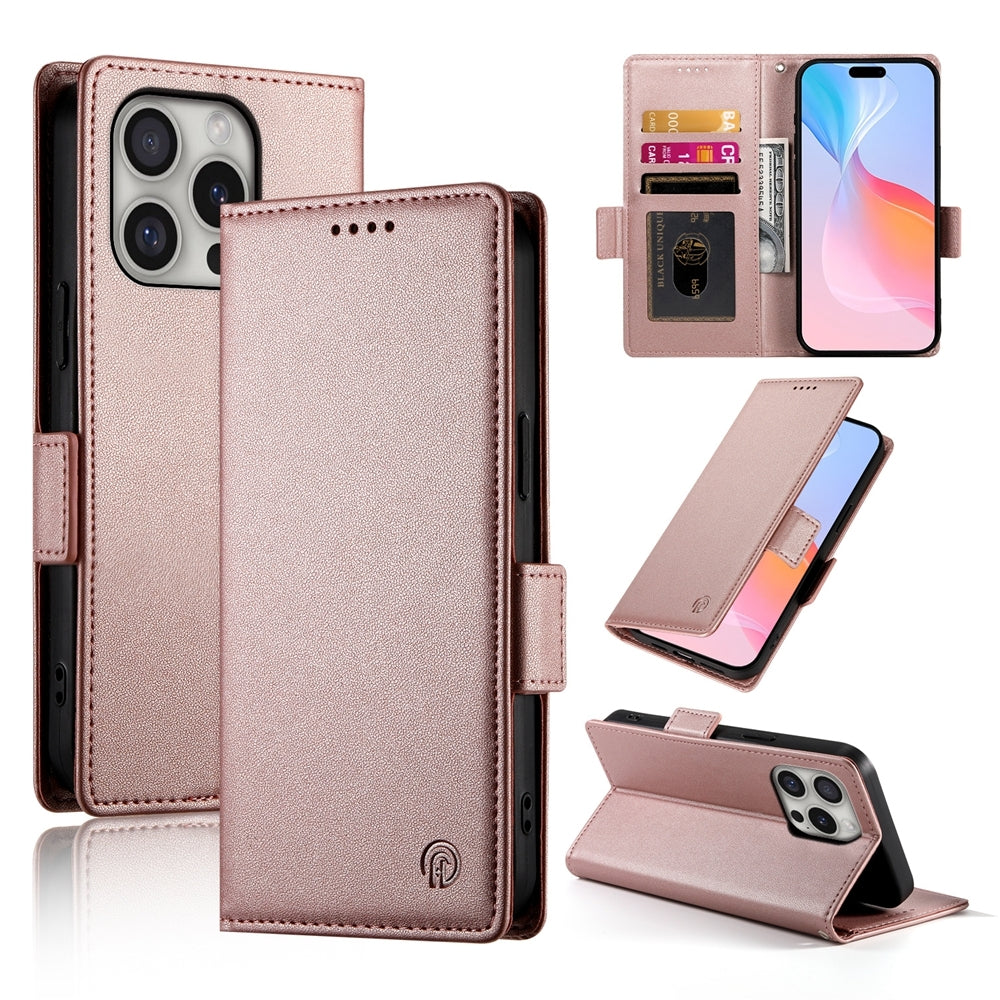 iPhone 16 Pro Wallet Case - Luxury Magnetic PU Leather Flip Cover with Card Slots, Stand & Shockproof Protection