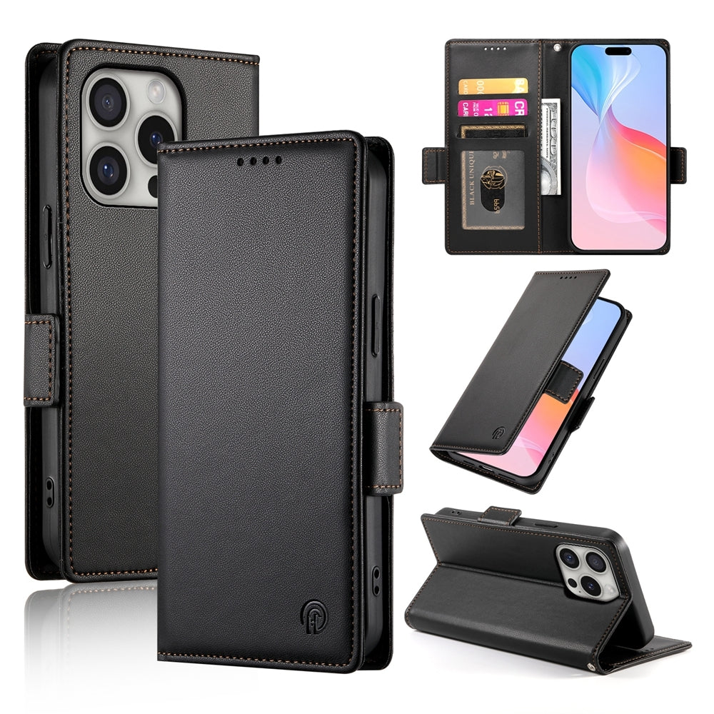 iPhone 16 Pro Wallet Case - Luxury Magnetic PU Leather Flip Cover with Card Slots, Stand & Shockproof Protection