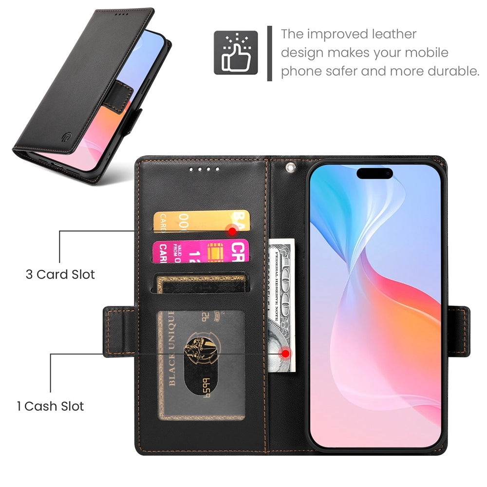 iPhone 16 Pro Wallet Case - Luxury Magnetic PU Leather Flip Cover with Card Slots, Stand & Shockproof Protection