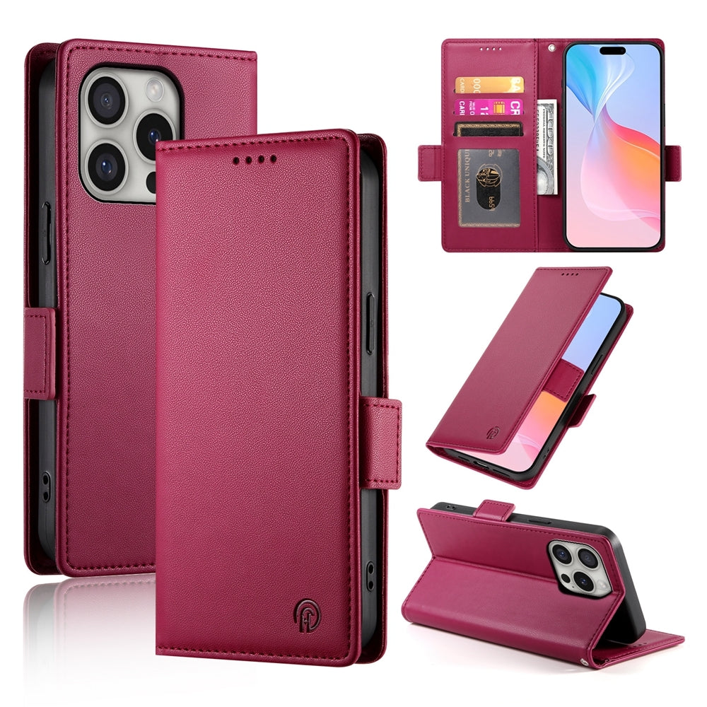 iPhone 16 Pro Wallet Case - Luxury Magnetic PU Leather Flip Cover with Card Slots, Stand & Shockproof Protection