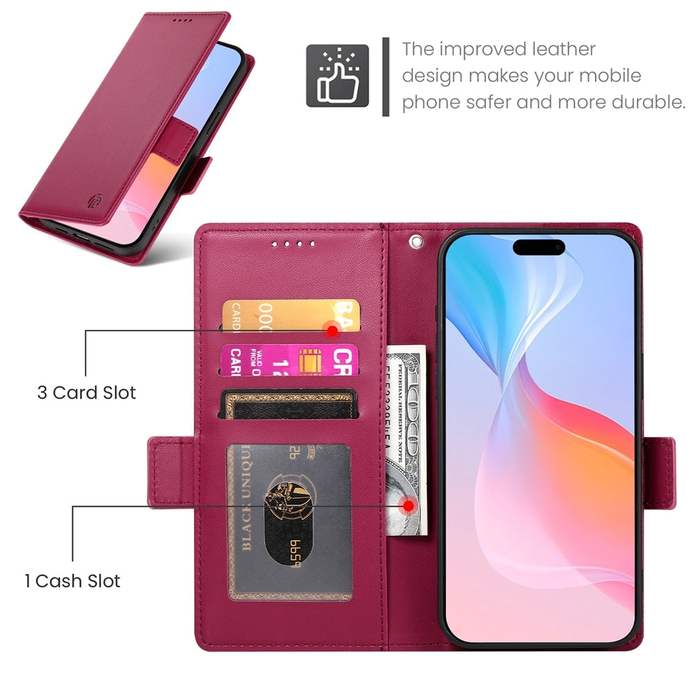 iPhone 16 Pro Wallet Case - Luxury Magnetic PU Leather Flip Cover with Card Slots, Stand & Shockproof Protection