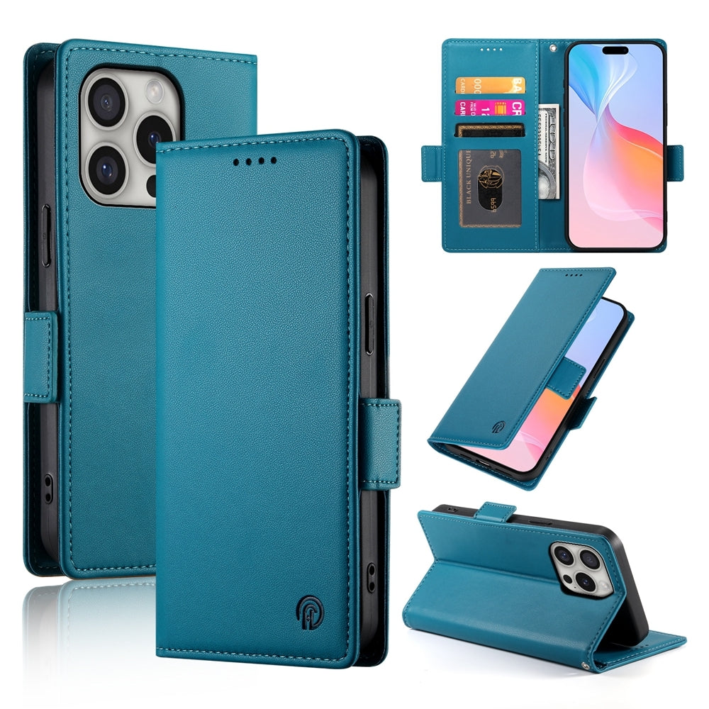 iPhone 16 Pro Wallet Case - Luxury Magnetic PU Leather Flip Cover with Card Slots, Stand & Shockproof Protection