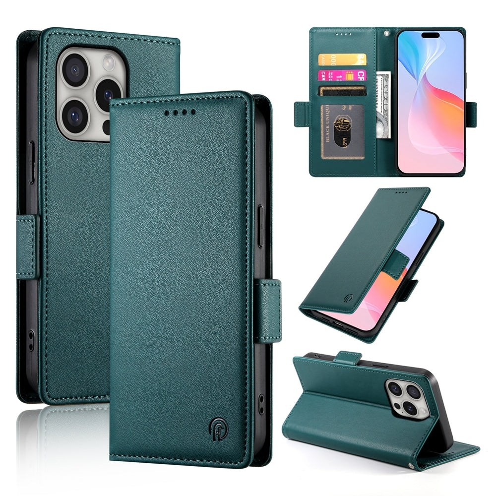 iPhone 16 Pro Wallet Case - Luxury Magnetic PU Leather Flip Cover with Card Slots, Stand & Shockproof Protection