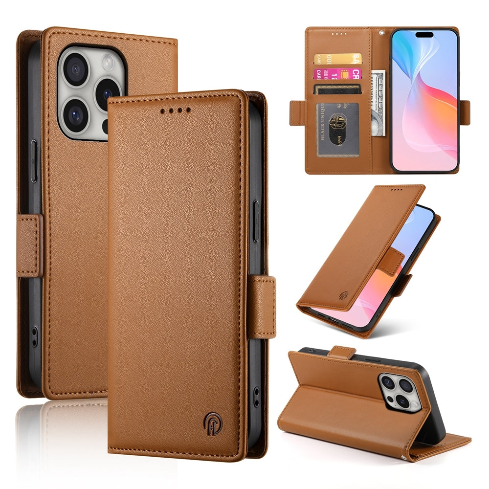 iPhone 16 Pro Wallet Case - Luxury Magnetic PU Leather Flip Cover with Card Slots, Stand & Shockproof Protection
