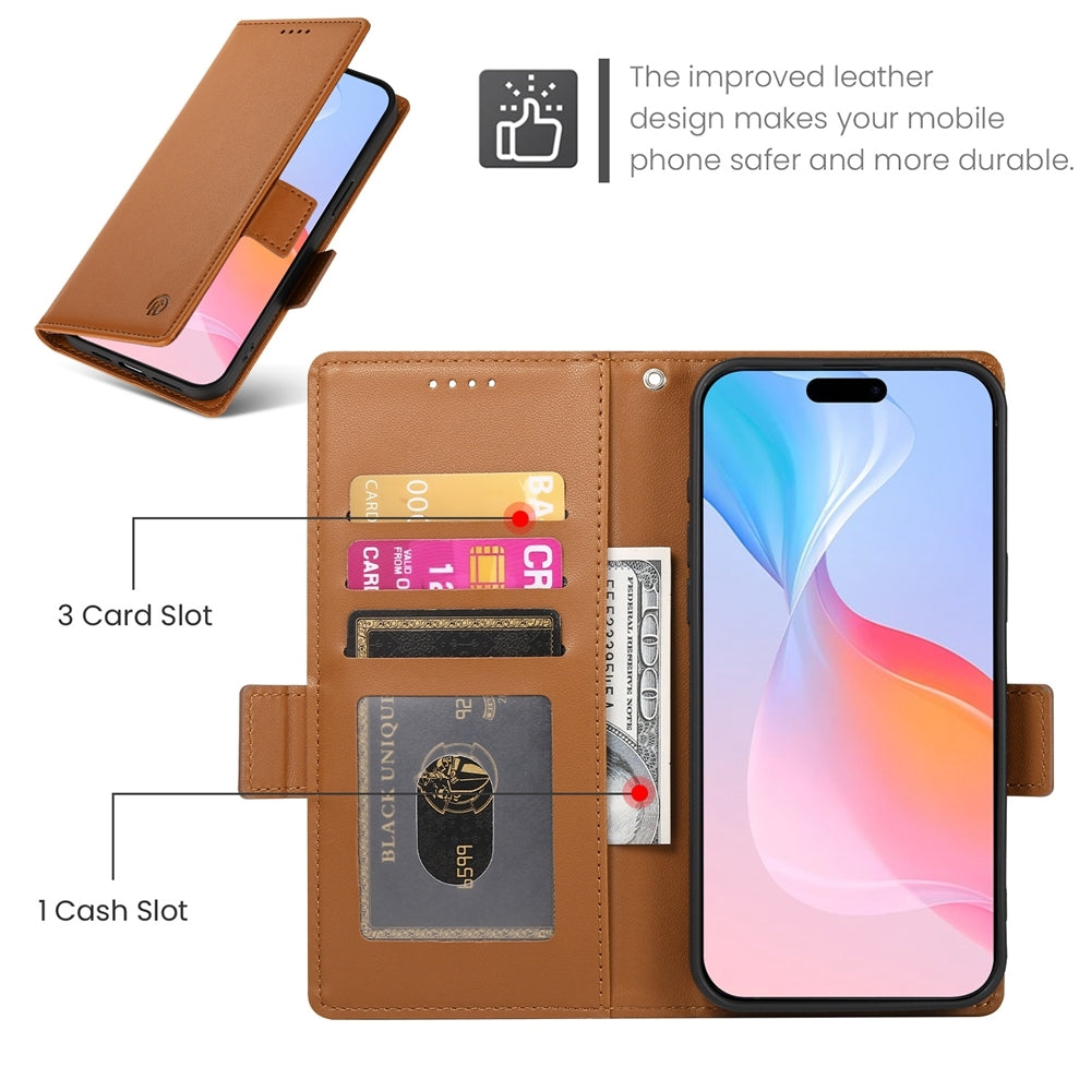 iPhone 16 Pro Wallet Case - Luxury Magnetic PU Leather Flip Cover with Card Slots, Stand & Shockproof Protection