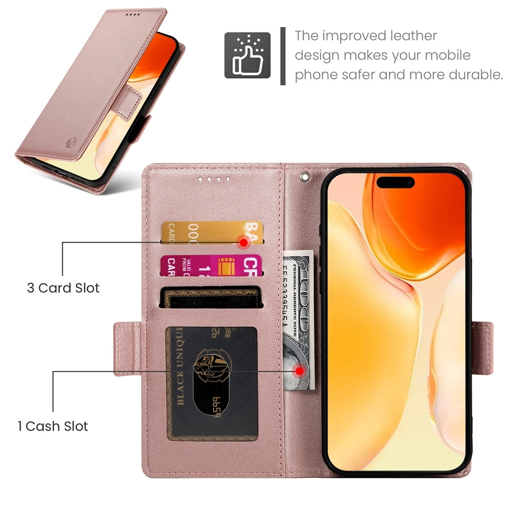 iPhone 16 Plus Wallet Case - Luxury Magnetic PU Leather Flip Cover with Card Slots, Stand & Shockproof Protection