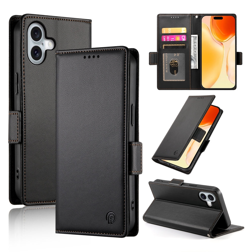 iPhone 16 Plus Wallet Case - Luxury Magnetic PU Leather Flip Cover with Card Slots, Stand & Shockproof Protection