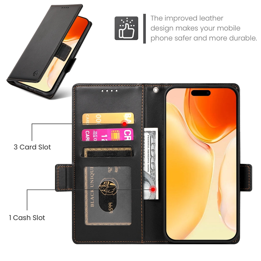 iPhone 16 Plus Wallet Case - Luxury Magnetic PU Leather Flip Cover with Card Slots, Stand & Shockproof Protection