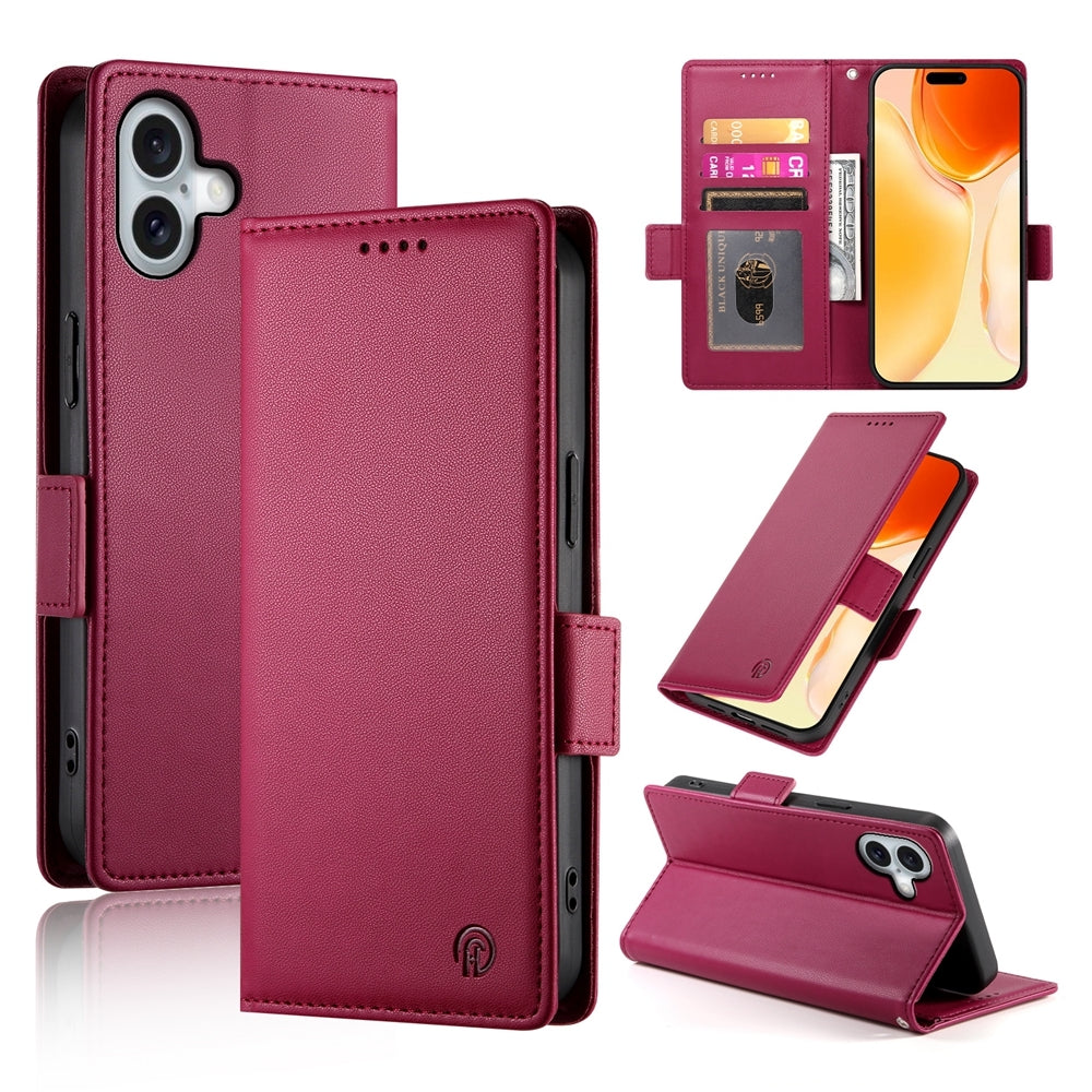 iPhone 16 Plus Wallet Case - Luxury Magnetic PU Leather Flip Cover with Card Slots, Stand & Shockproof Protection
