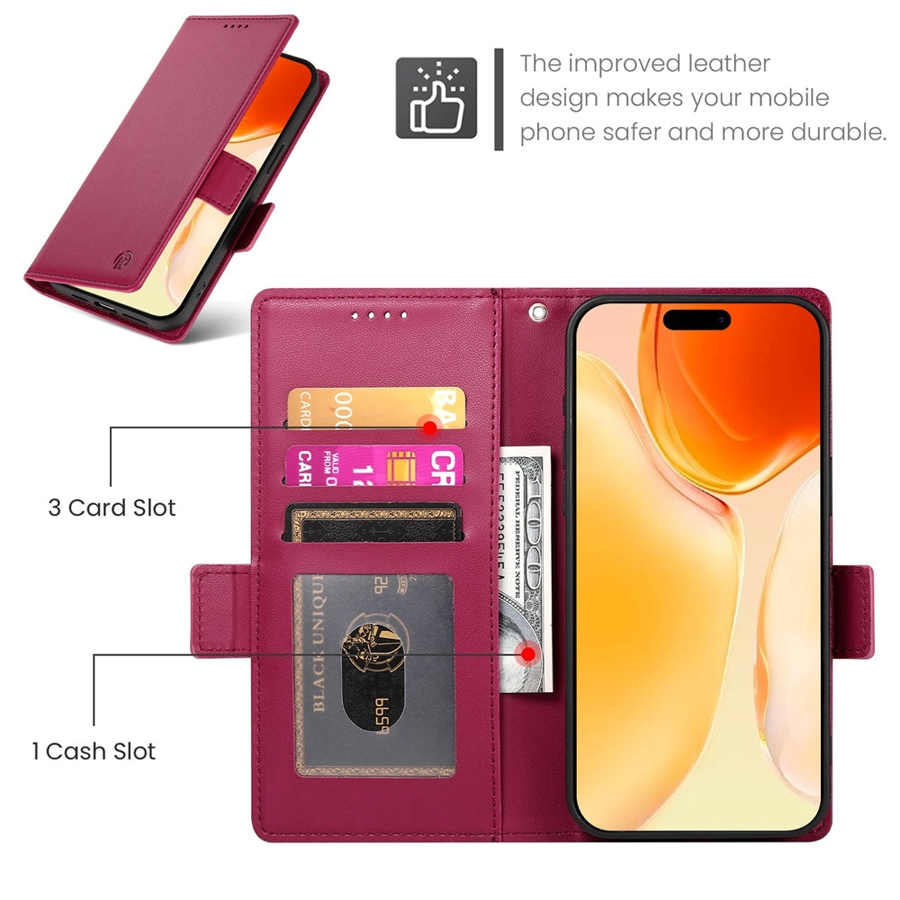 iPhone 16 Plus Wallet Case - Luxury Magnetic PU Leather Flip Cover with Card Slots, Stand & Shockproof Protection