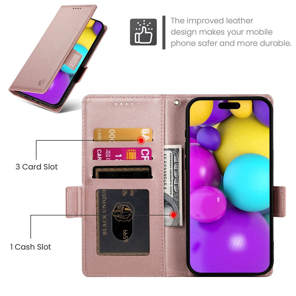 iPhone 16 Wallet Case - Luxury Magnetic PU Leather Flip Cover with Card Slots, Stand & Shockproof Protection