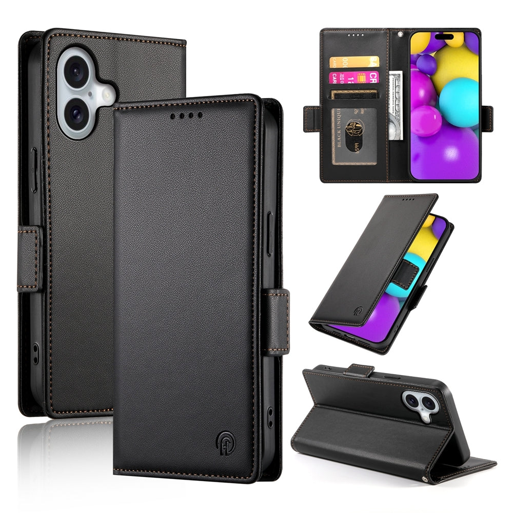iPhone 16 Wallet Case - Luxury Magnetic PU Leather Flip Cover with Card Slots, Stand & Shockproof Protection