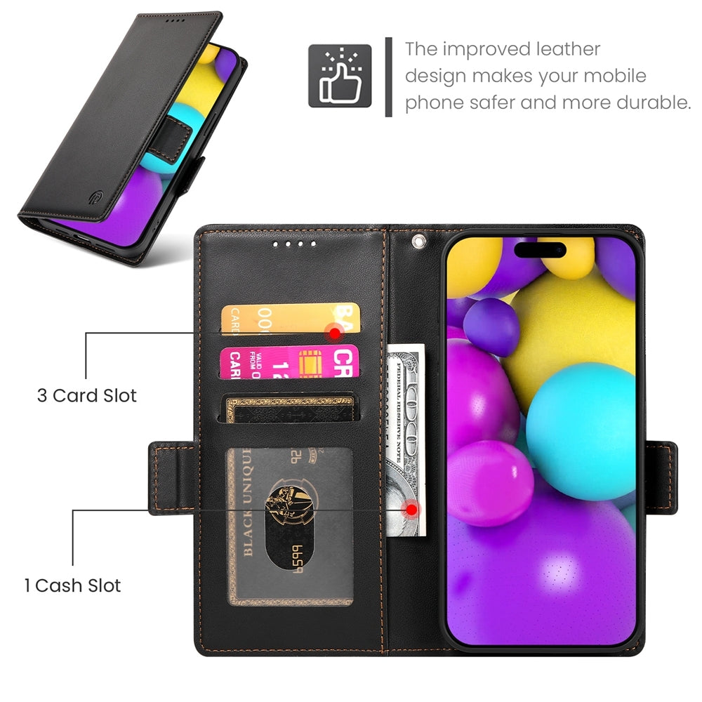 iPhone 16 Wallet Case - Luxury Magnetic PU Leather Flip Cover with Card Slots, Stand & Shockproof Protection