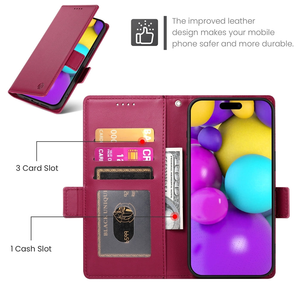 iPhone 16 Wallet Case - Luxury Magnetic PU Leather Flip Cover with Card Slots, Stand & Shockproof Protection