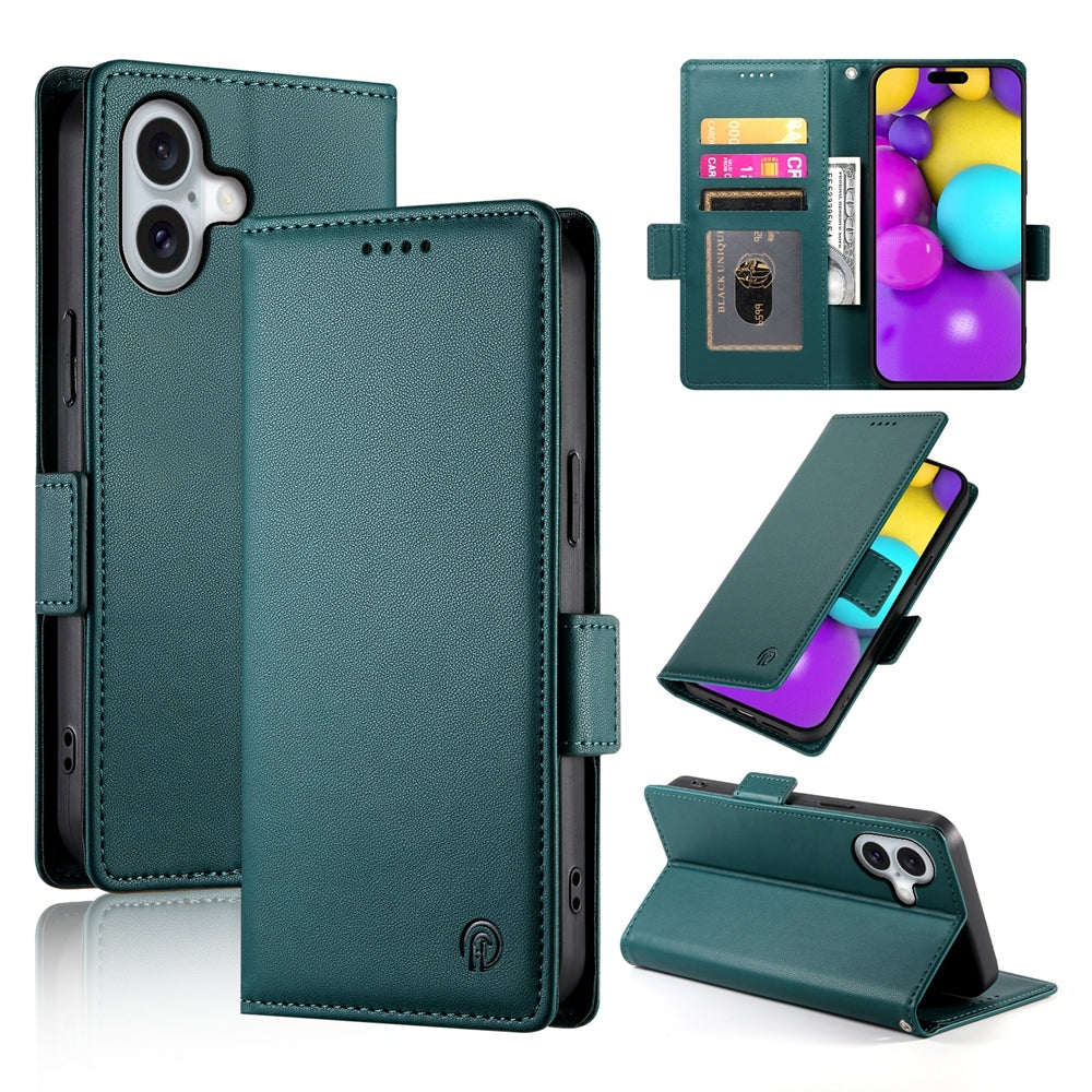 iPhone 16 Wallet Case - Luxury Magnetic PU Leather Flip Cover with Card Slots, Stand & Shockproof Protection