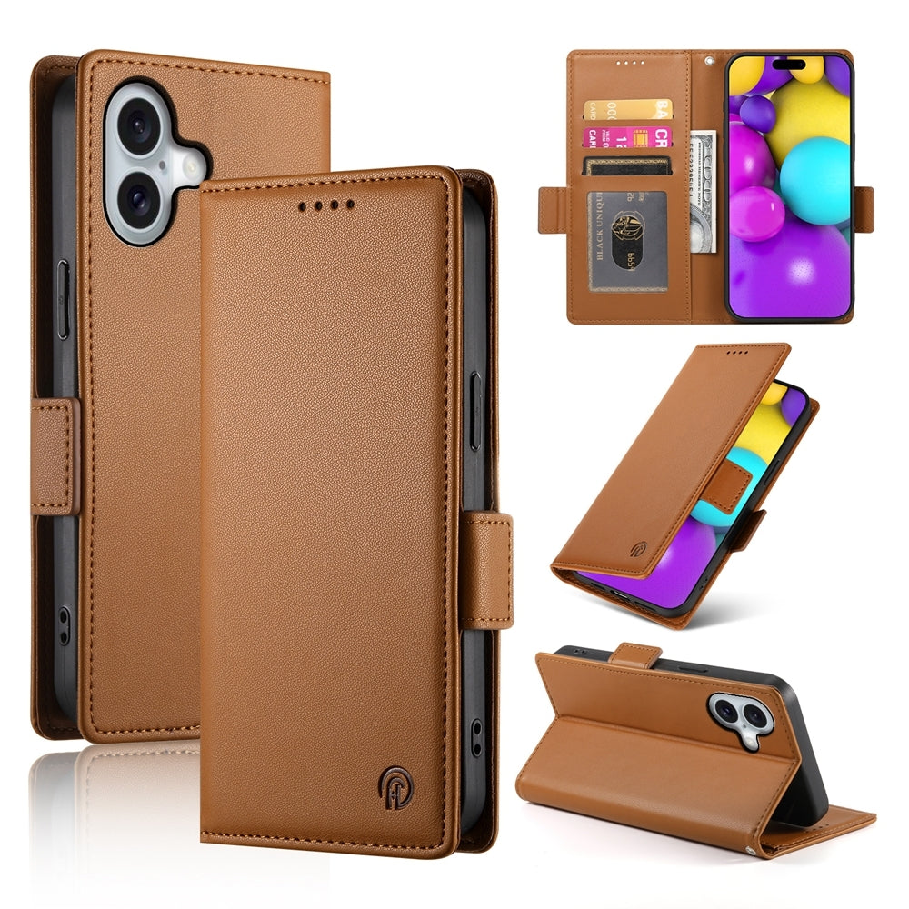 iPhone 16 Wallet Case - Luxury Magnetic PU Leather Flip Cover with Card Slots, Stand & Shockproof Protection