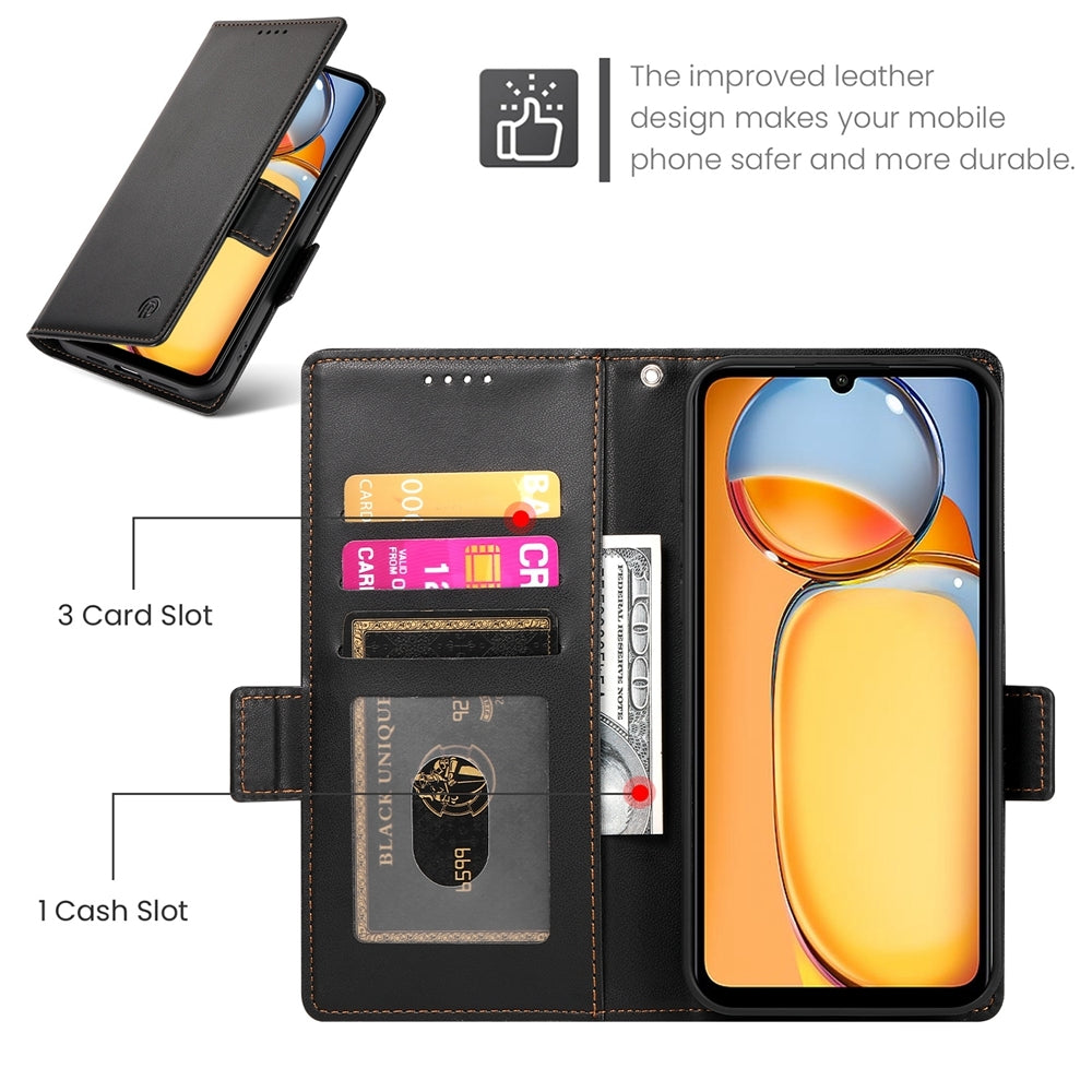 Xiaomi Redmi 13C 4G Wallet Case - Luxury Magnetic PU Leather Flip Cover with Card Slots, Stand & Shockproof Protection