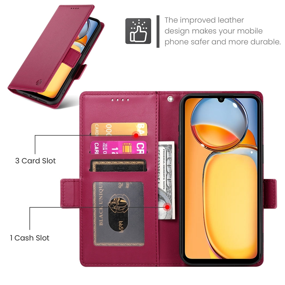 Xiaomi Redmi 13R Wallet Case - Luxury Magnetic PU Leather Flip Cover with Card Slots, Stand & Shockproof Protection