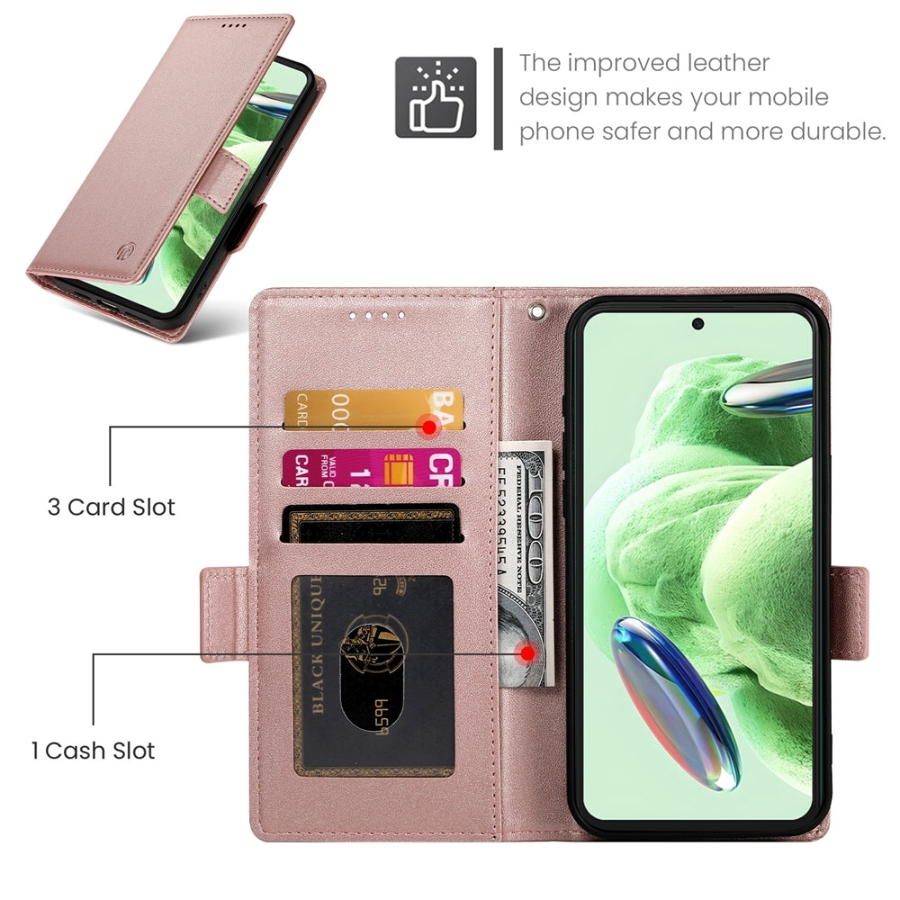 Xiaomi Redmi Note 12 Global India Wallet Case - Luxury Magnetic PU Leather Flip Cover with Card Slots, Stand & Shockproof Protection