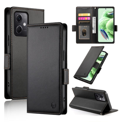 Xiaomi Redmi Note 12 Global India Wallet Case - Luxury Magnetic PU Leather Flip Cover with Card Slots, Stand & Shockproof Protection