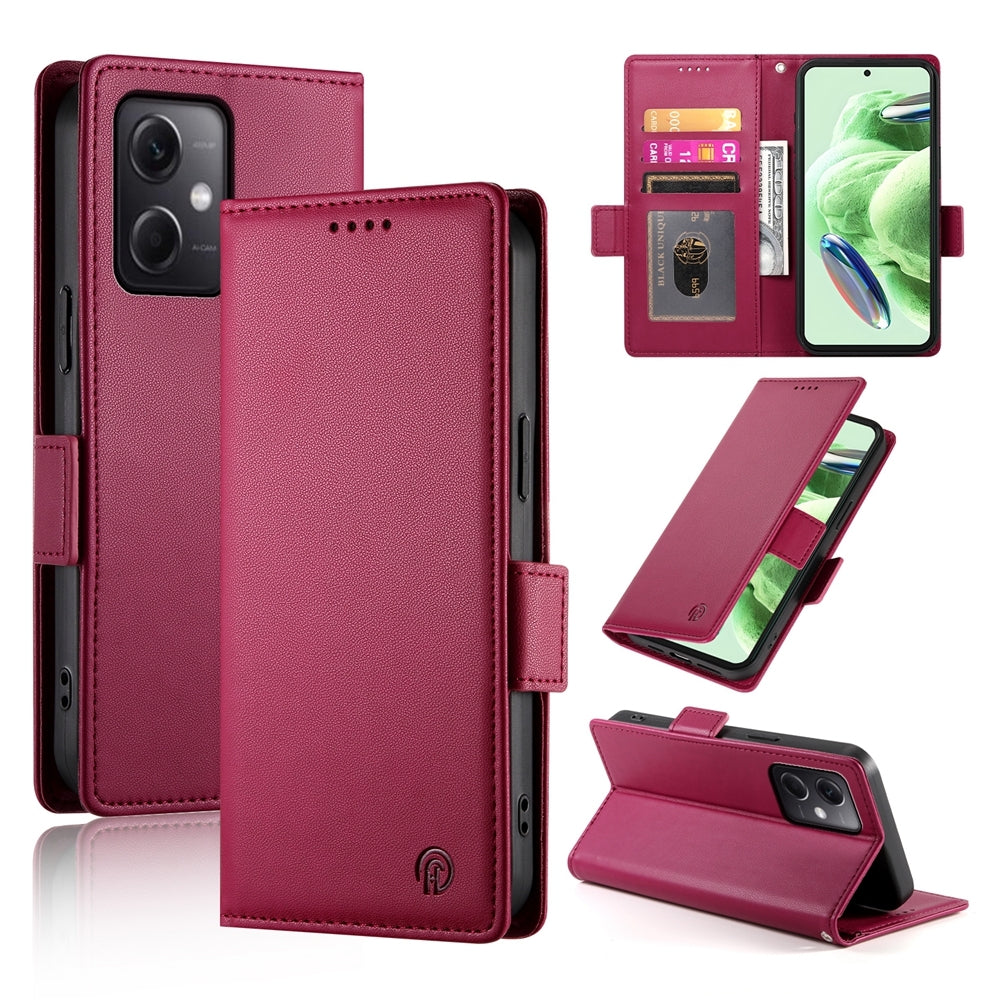 Xiaomi Redmi Note 12 Global India Wallet Case - Luxury Magnetic PU Leather Flip Cover with Card Slots, Stand & Shockproof Protection