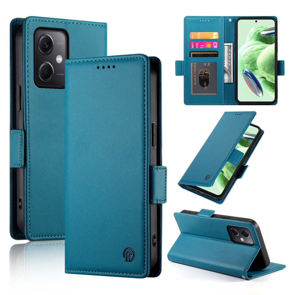 Xiaomi Redmi Note 12 Global India Wallet Case - Luxury Magnetic PU Leather Flip Cover with Card Slots, Stand & Shockproof Protection