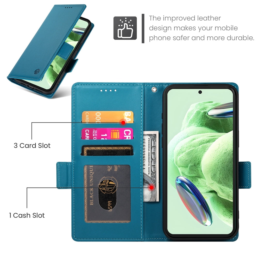 Xiaomi Redmi Note 12 Global India Wallet Case - Luxury Magnetic PU Leather Flip Cover with Card Slots, Stand & Shockproof Protection