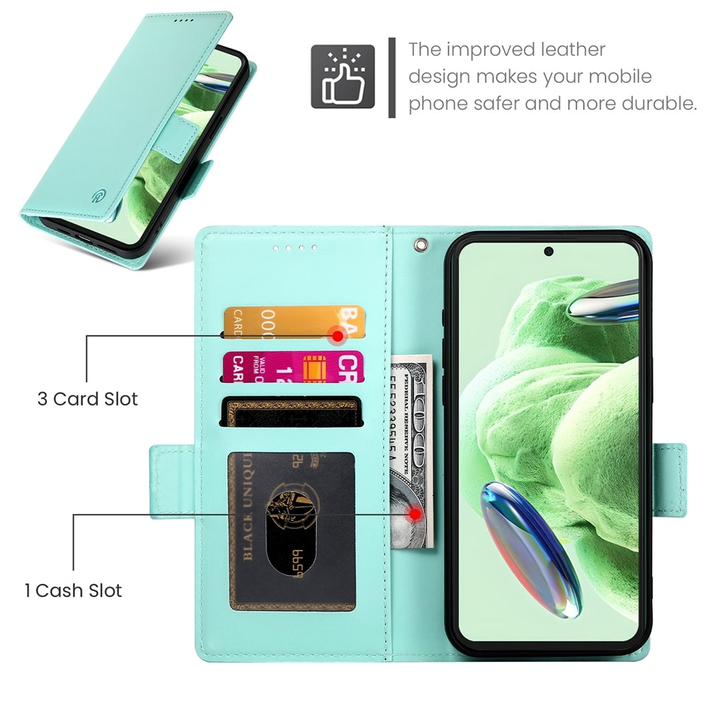 Xiaomi Redmi Note 12 Global India Wallet Case - Luxury Magnetic PU Leather Flip Cover with Card Slots, Stand & Shockproof Protection