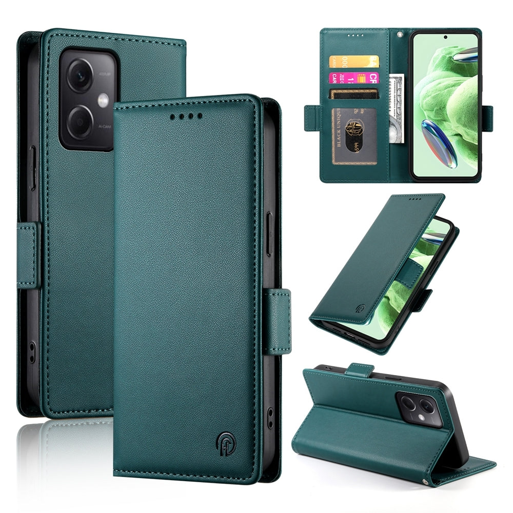 Xiaomi Redmi Note 12 Global India Wallet Case - Luxury Magnetic PU Leather Flip Cover with Card Slots, Stand & Shockproof Protection