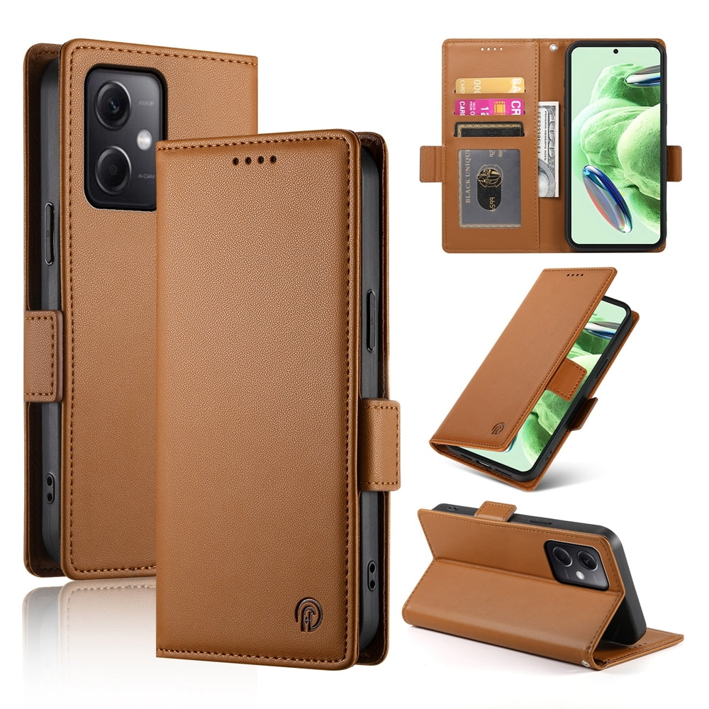 Xiaomi Redmi Note 12 Global India Wallet Case - Luxury Magnetic PU Leather Flip Cover with Card Slots, Stand & Shockproof Protection