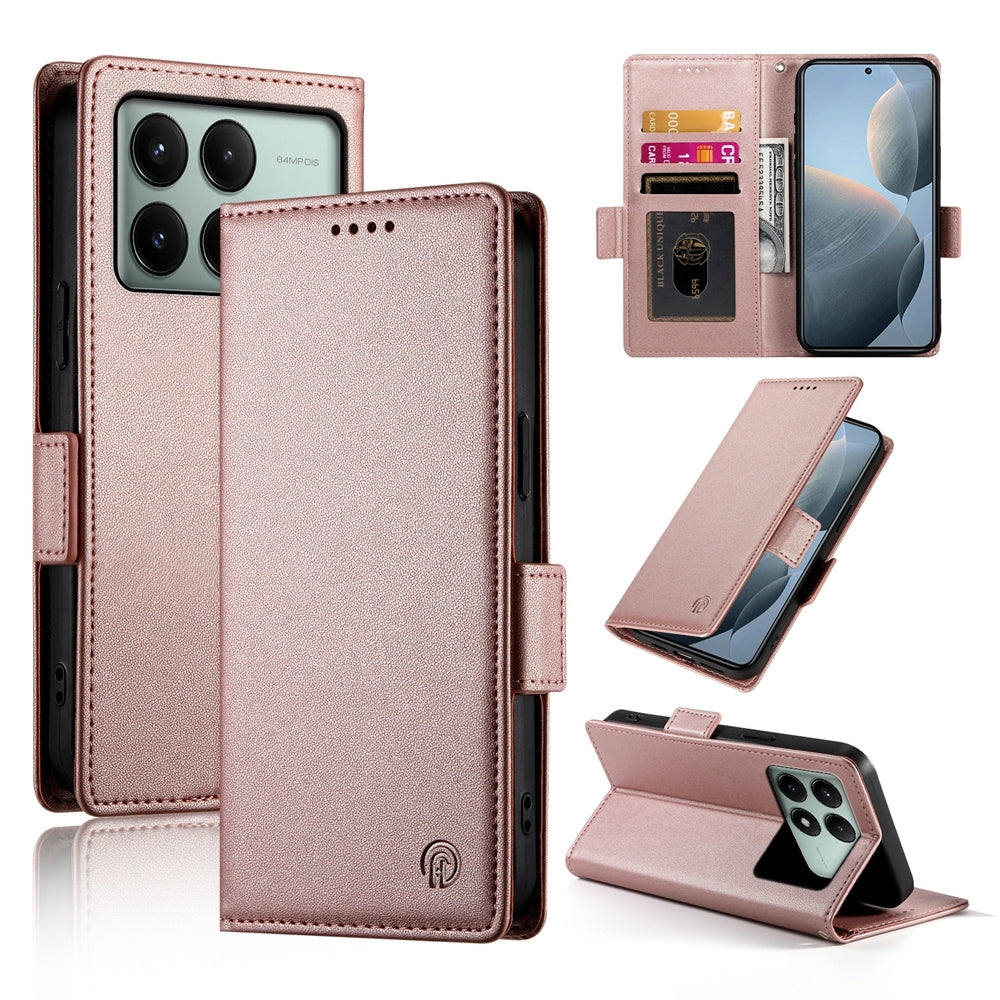 Xiaomi Poco X6 Pro 5G Global Wallet Case - Luxury Magnetic PU Leather Flip Cover with Card Slots, Stand & Shockproof Protection