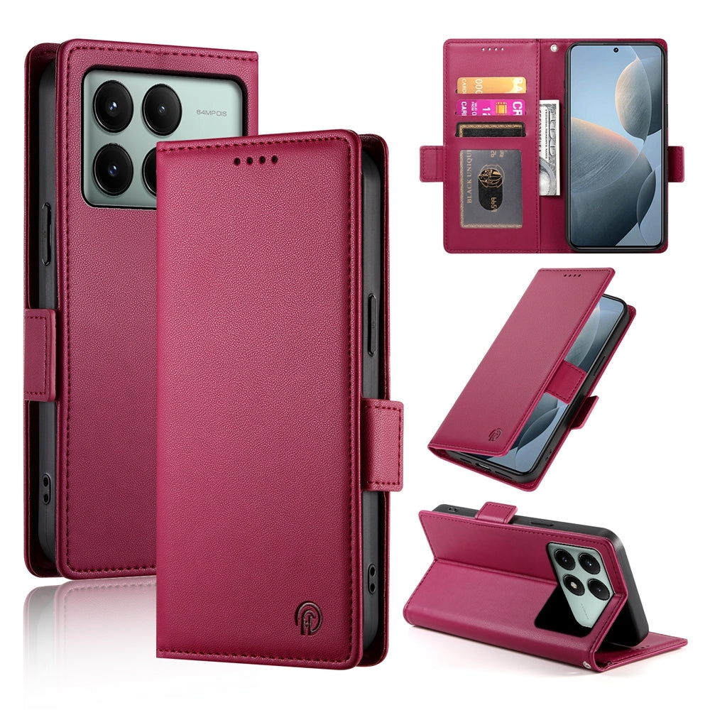 Xiaomi Poco X6 Pro 5G Global Wallet Case - Luxury Magnetic PU Leather Flip Cover with Card Slots, Stand & Shockproof Protection