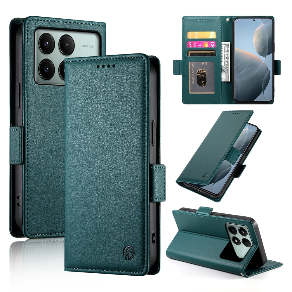 Xiaomi Poco X6 Pro 5G Global Wallet Case - Luxury Magnetic PU Leather Flip Cover with Card Slots, Stand & Shockproof Protection