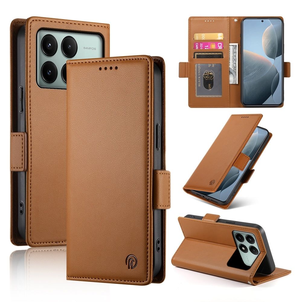 Xiaomi Poco X6 Pro 5G Global Wallet Case - Luxury Magnetic PU Leather Flip Cover with Card Slots, Stand & Shockproof Protection