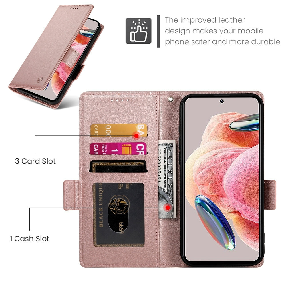 Xiaomi Redmi Note 12 4G Global Wallet Case - Luxury Magnetic PU Leather Flip Cover with Card Slots, Stand & Shockproof Protection