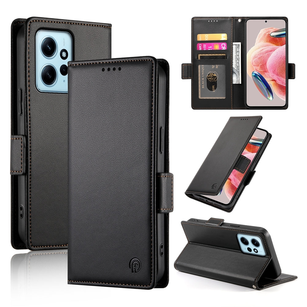 Xiaomi Redmi Note 12 4G Global Wallet Case - Luxury Magnetic PU Leather Flip Cover with Card Slots, Stand & Shockproof Protection