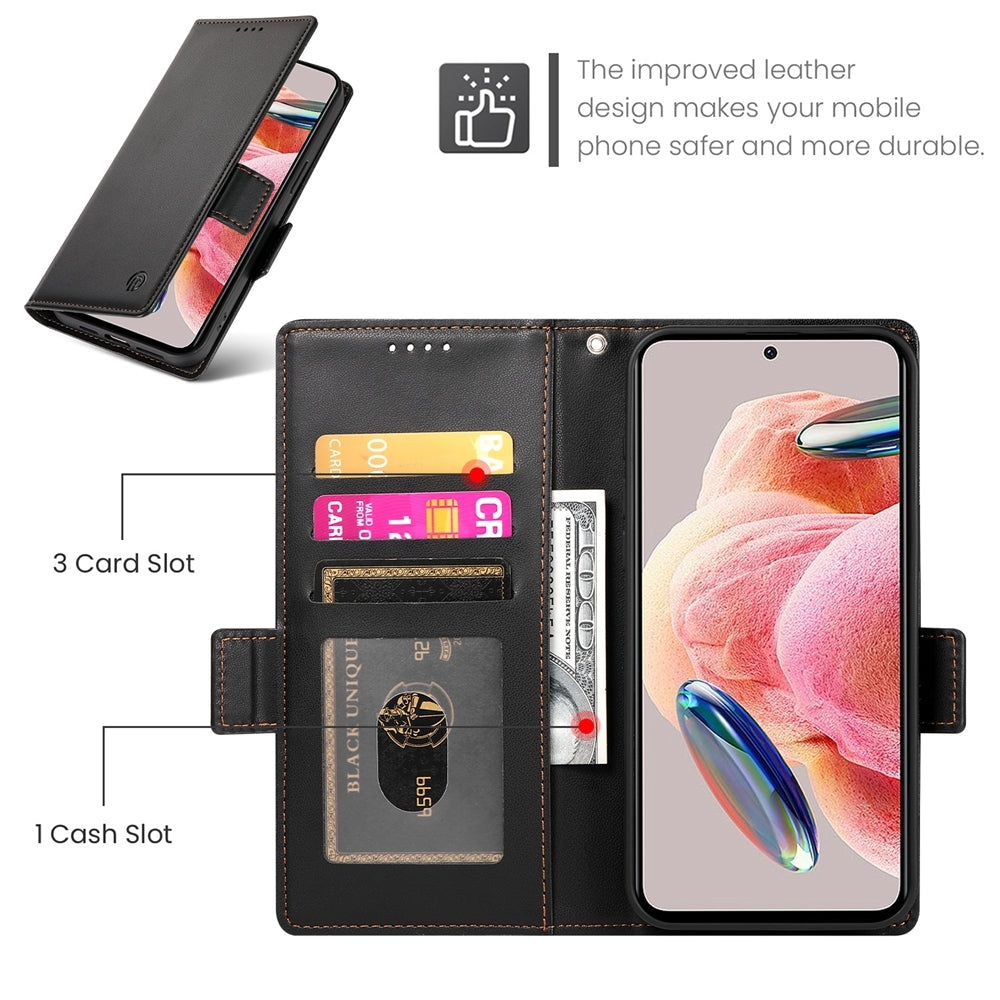 Xiaomi Redmi Note 12 4G Global Wallet Case - Luxury Magnetic PU Leather Flip Cover with Card Slots, Stand & Shockproof Protection