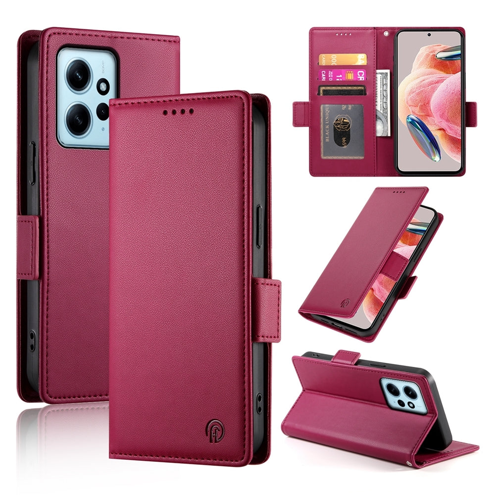 Xiaomi Redmi Note 12 4G Global Wallet Case - Luxury Magnetic PU Leather Flip Cover with Card Slots, Stand & Shockproof Protection