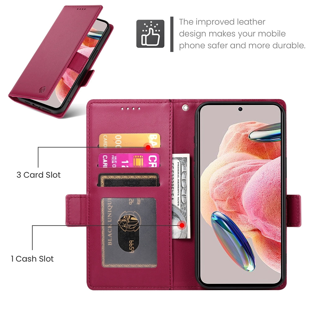 Xiaomi Redmi Note 12 4G Global Wallet Case - Luxury Magnetic PU Leather Flip Cover with Card Slots, Stand & Shockproof Protection