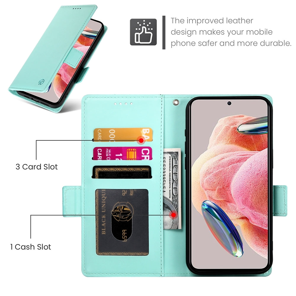 Xiaomi Redmi Note 12 4G Global Wallet Case - Luxury Magnetic PU Leather Flip Cover with Card Slots, Stand & Shockproof Protection