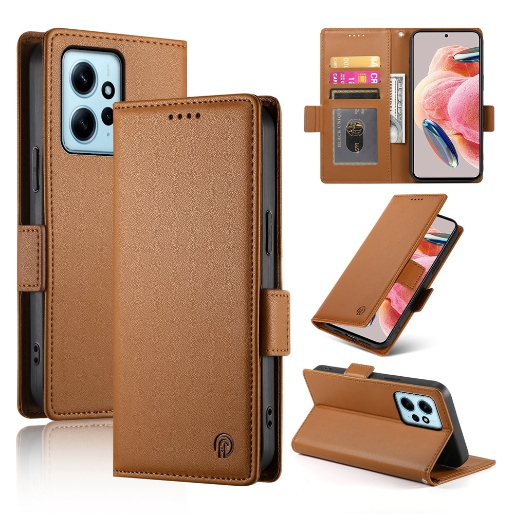 Xiaomi Redmi Note 12 4G Global Wallet Case - Luxury Magnetic PU Leather Flip Cover with Card Slots, Stand & Shockproof Protection