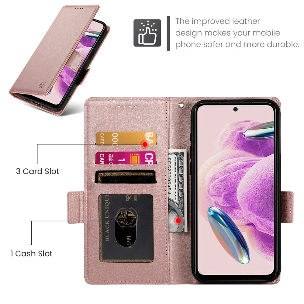 Xiaomi Redmi Note 12S 4G Wallet Case - Luxury Magnetic PU Leather Flip Cover with Card Slots, Stand & Shockproof Protection
