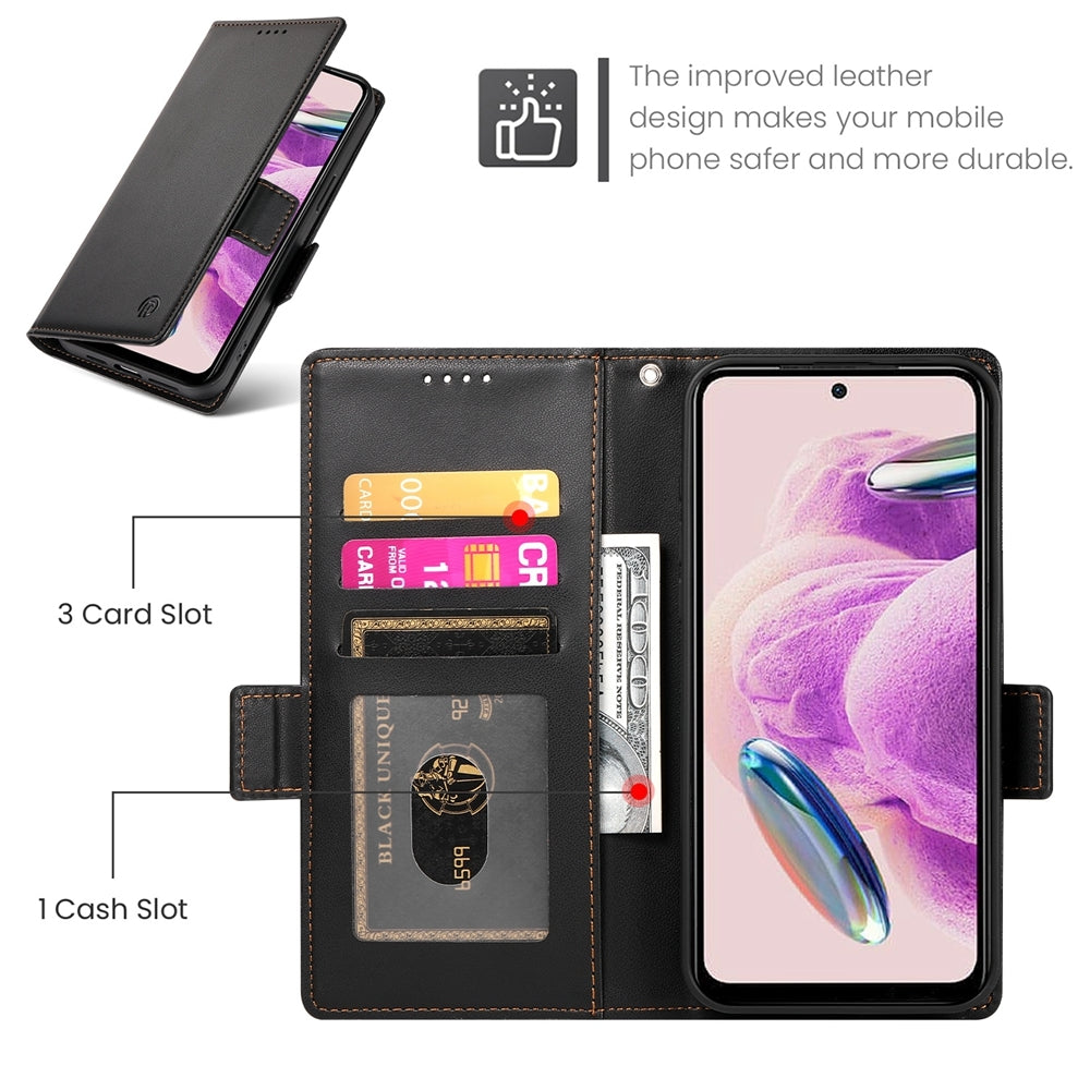 Xiaomi Redmi Note 12S 4G Wallet Case - Luxury Magnetic PU Leather Flip Cover with Card Slots, Stand & Shockproof Protection