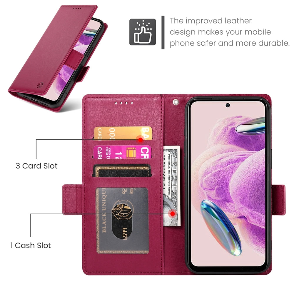 Xiaomi Redmi Note 12S 4G Wallet Case - Luxury Magnetic PU Leather Flip Cover with Card Slots, Stand & Shockproof Protection