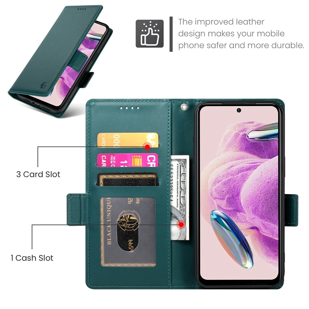 Xiaomi Redmi Note 12S 4G Wallet Case - Luxury Magnetic PU Leather Flip Cover with Card Slots, Stand & Shockproof Protection